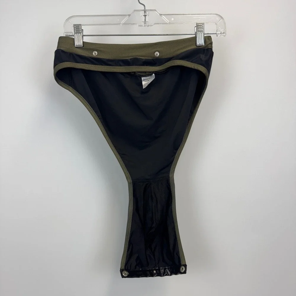 Modus Vivendi Mens Snap Front Pouch Swim Briefs Olive Green Black XL Made Greece